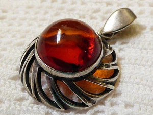 COLGANTE ÁMBAR MIEL BÁLTICO RUSO GENUINO PLATA ESTERLINA 925 ARTESANO - Imagen 1 de 6