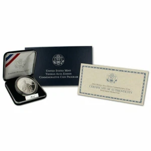 (1) 2004 P Thomas Alva Edison $1 Commemorative Proof Silver Dollar w/ Box & COA - Picture 1 of 2