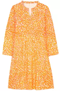 Women's Dress - Orange Animal Printed Dress - Midi Dress - Cotton - XL - Picture 1 of 3