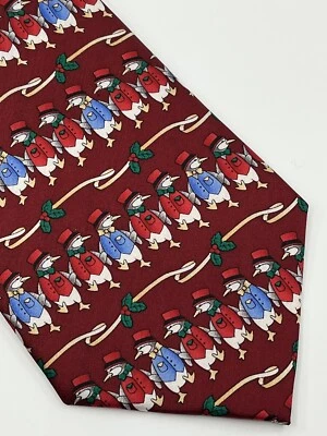 Новый музей артефакты галстук праздничный пингвинов узор шелк ручной работы с ярлыком $47,50 - Изображение 1 из 4