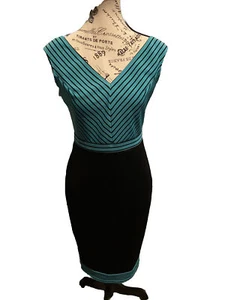 grün und schwarz ärmelloses Kleid Medium - Bild 1 von 4