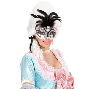 Venezianische Halbmaske mit Federn Ball Masken Ballmasken Halb Maske Opernmaske - Bild 1 von 3