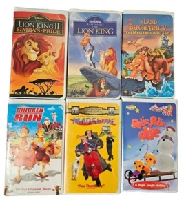 Lot of 6 Vintage VHS Tape The Land Before Time Lion King 1+2 Chicken Run Madelin - Picture 1 of 16