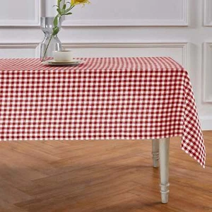 Solino Home 100% Pure Linen Tablecloth for Fall Dining Kitchen - Gingham Check - Picture 1 of 63