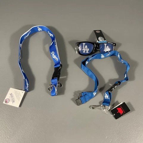 Los Angeles Dodgers MLB Ultimate Fan Gift Lot Keychain Lanyard, and Sunglasses Cover