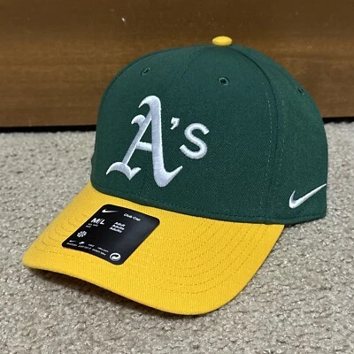 Boné Oakland Athletics M/L Strapback Nike estruturado verde/amarelo novo com etiquetas - Imagem 1 de 4