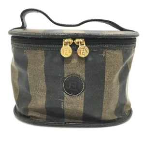 FENDI FF logo pecan Oval type Vanity bug Hand Bag PVC/Leather Brown - Picture 1 of 10
