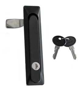 Black Swing Handle Lock Latch for Electrical Enclosures and Power Plant + 2 keys - Picture 1 of 20