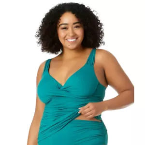 Anne Cole Women's Plus Size Twist-Front Underwire Tankini Top - Picture 1 of 13