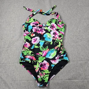 Traje de baño Catalina floral para mujer 1 pieza estilo halter espalda alta XL - Imagen 1 de 7
