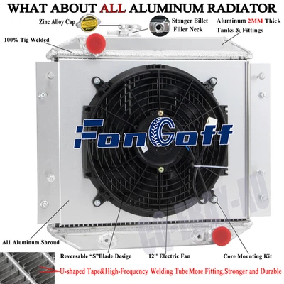 3 Row Aluminium Radiator Shroud Fan For Ford Escort Sedan Petrol 1.6L 1971~1980 - image 1 of 4
