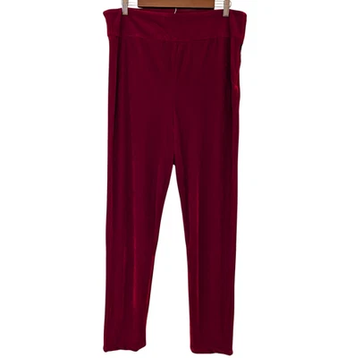Unique Vintage Womens NWT Size 16 Burgundy Red Velvet High Waist Cigarette Pants - Image 1 of 4