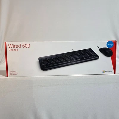 Microsoft Wired 600 Desktop Keyboard & Mouse Combo Black APB-00001 - Image 1 of 4