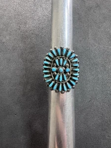 10.1g VTG Zuni Sterling Silver 925 Needle Turquoise Ring Size 8 Jewelry Lot Y - Picture 1 of 9