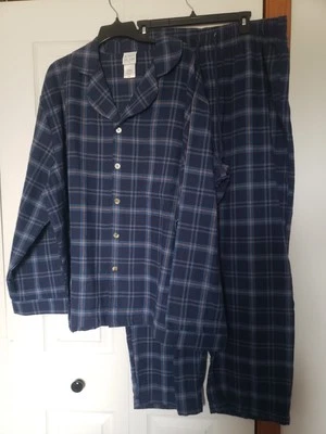 2 conjuntos de pijama pantalón y camisa de franela a cuadros azul John Blair 2 piezas 2XL para hombre* Foto 1 de 4