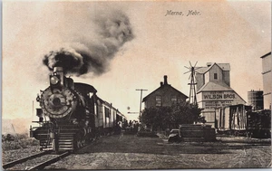Merna Nebraska Train Railroad Wilson Bros Postcard C400 - Picture 1 of 2