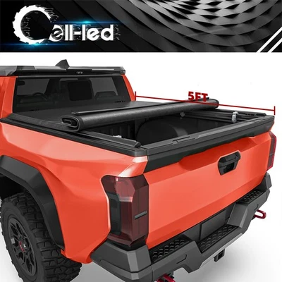 5ft Bed Roll up Tonneau Cover For 2024- 2026 Toyota Tacoma Truck Bed w/ Led Lamp Foto 1 de 4