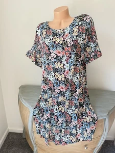 Anne Taylor Loft Plus T Shirt Dress Floral 16/18 1x 2x Jersey Pullover Cottage - Picture 1 of 9