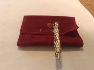 ESTATE AUTHENTIC CARTIER PANTHER 18 KARAT TRI  GOLD TIE CLIP TIE CLASP   - Picture 1 of 4