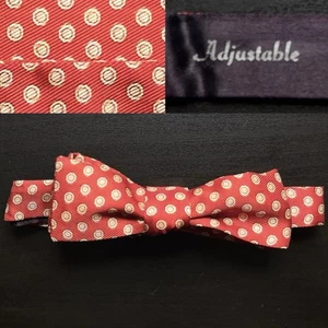Beige Dots on Tomato Red Batwing Bow Tie EUC VTG 1950s 1960s Orange Midcentury - Picture 1 of 3