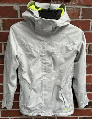 Abrigo de esquí Under Armour Storm para mujer cremallera completa crema XS con capucha con bolsillos M5 Foto 1 de 4