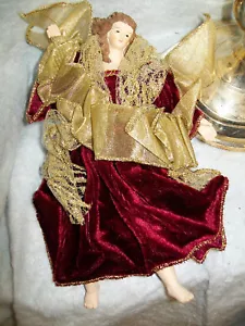 LARGE BURGANDY / GOLD ANGEL ORNAMENT - Picture 1 of 3