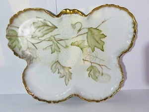 Antigua bandeja de mariposas JPL Limoges Francia porcelana tela de araña pintada a mano  - Imagen 1 de 8