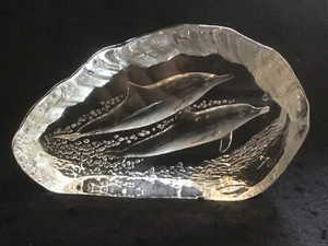 Lovely Alfred Capredoni Dolphin Paperweight Crystal Sculpture Dartington Crystal - Picture 1 of 7