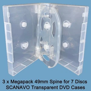 3 x 7 Way Clear Megapack DVD 49mm [7 Discs] New Empty Replacement Scanavo Case - Picture 1 of 12