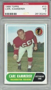 1968 Topps football card #10 Carl Kammerer, Washington Redskins graded PSA 7 - Picture 1 of 1