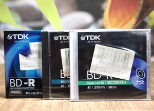 3 X TDK BD-R BLUERAY RECORDABLE DISC. 2X 50 GB + 1X 25 GB. 4X. NEW. - Photo 1/6