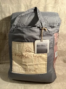 Kingston Lane 3-Piece Quilt Set Gray Lightweight King Size & 2 Shams - Picture 1 of 9
