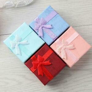 1/10x Lovely Earring Jewelry Display Gift Box Square Bowknot Wholesale Q2G2