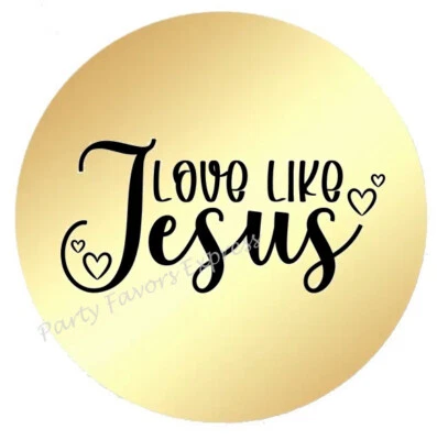 GOLD FOIL LOVE LIKE JESUS ENVELOPE SEALS LABELS STICKERS PARTY FAVORS - Image 1 of 2