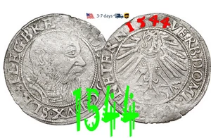 GERMAN Prussia Poland Grossus 1544 Friedrich II von Liegnitz Silver Coin #30301 - Picture 1 of 3