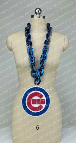 New MLB CHICAGO CUBS BLUE Jumbo Big Fan Chain Necklace Foam MI USA Cover