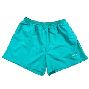 Vintage 80s Wilson Tennis Shorts Mens XL Aqua Elastic Waist USA Lined Drawstring - Picture 1 of 11