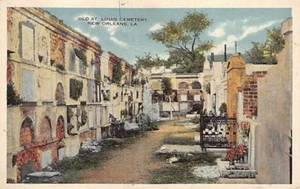 Postal LA: Antiguo cementerio de St. Louis, Nueva Orleans, Louisiana, WB 1920 - Imagen 1 de 2