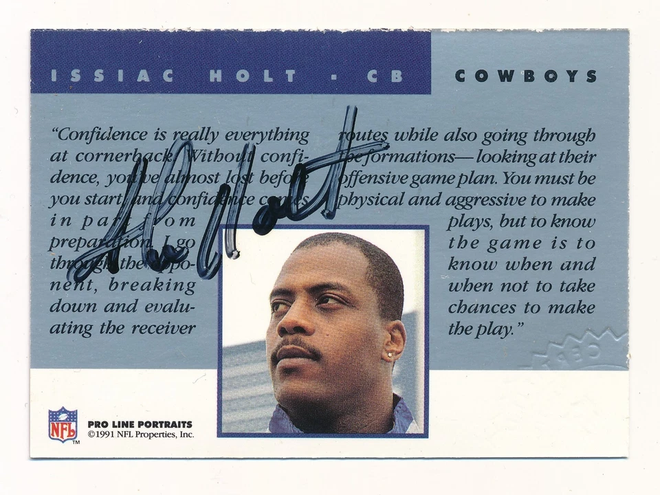 ISSIAC HOLT 1992 PRO LINE PORTRAITS AUTOGRAPH AUTO *DALLAS COWBOYS* - Image 1 of 1