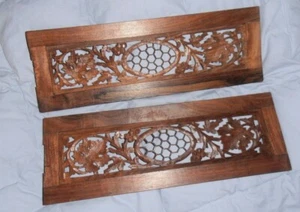 2 Carved wooden Panels - Plaques 14 3/4" x 5"  - Picture 1 of 9
