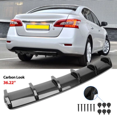 Parachoques trasero difusor alerón labio divisor 6 aletas carbono negro para Nissan Sentra Foto 1 de 4