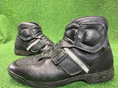 Sidi Motorcycle Ankle Boots Men's 9.5M 43EU Black Leather Hook & Loop Straps... Foto 1 de 4