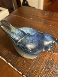 Vintage Hand-painted Pottery Blue Bird  Unsigned 3.5"l x 2"w - Picture 1 of 8