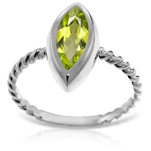 Platinum Plated 925 Sterling Silver Rings w/ Natural Marquis Peridot - Picture 1 of 2