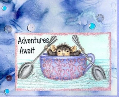 Stampendous House Mouse sello adhesivo retirado "Teacup Paddler" HMCP141 Foto 1 de 4