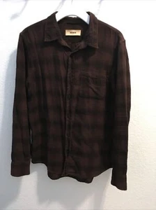 Buck Mason Men’s Twill One Pocket Plaid Shirt Burgundy Size XS - Picture 1 of 4