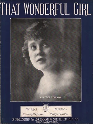 1920 NEW HAVEN, CONNECTICUT vintage Jazz piano sheet music "THAT WONDERFUL GIRL" - Imagem 1 de 2