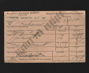 Recibo de agencia expreso ferroviaria Waldwick NJ 1951 OPC - Imagen 1 de 1