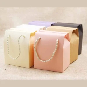10PCS Gift Box Wedding Candy Tea Nut Cookie with Handle String Paper 4.1x3.5" - Picture 1 of 16