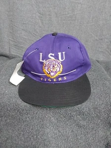 Vintage 90's LSU Tiger Snapback Black Bill Hat With Tags - Picture 1 of 3